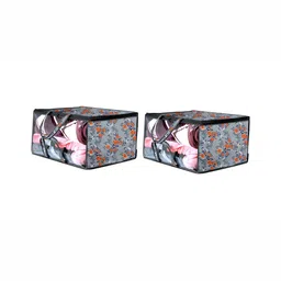 Stylista Blue 2 Pieces Floral Printed Water Resistant Zippered Multi-Utility Organisers-3