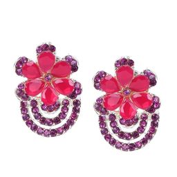 PUJVI Artificial Stones Studded Floral Studs-32
