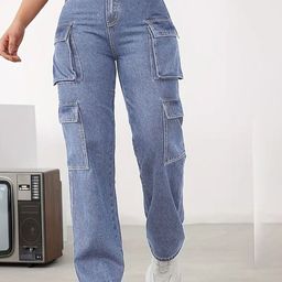 DressBerry Women Comfort Wide Leg High-Rise Light Fade Acid Wash Stretchable Jeans-image-49