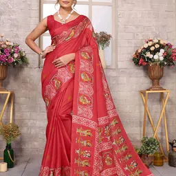 KALINI Madhubani Printed Saree With Blouse Piece-image-78