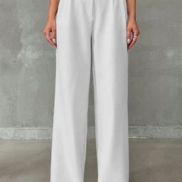 BAESD Women Relaxed Straight Leg Relaxed Fit High-Rise Pleated Relaxed Trousers-image-9