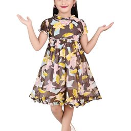 CHANDRIKA Girls Brown Viscose Rayon Dresses-image-12