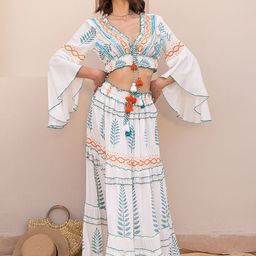 Label Reyya Pure Cotton Printed Top With Skirts Co-Ords-image-22
