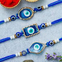 eCraftIndia Set of 3 Evil Eye Rakhis for Brother Rakhi-image-8