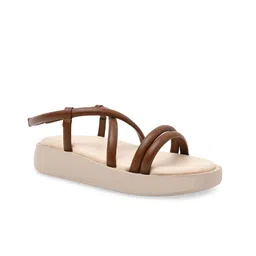 CAI Women Tan Strappy Platform Sandals-23