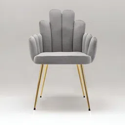 nestroots Grey & Gold Toned Wooden Art Deco Petals LoungeChair-image-15
