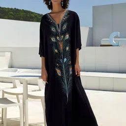 LULU & SKY Embroidered V-Neck Kaftan Maxi Dress-image-32