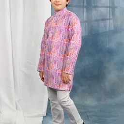 BT DEZINES Boys Ethnic Motifs Printed Regular Sequinned Kurta with Pyjamas image 3