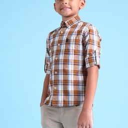 U.S. Polo Assn. Kids Boys Tartan Checks Pure Cotton Casual Shirt-picture-16
