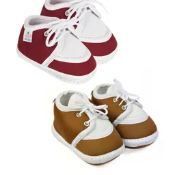 NESKA MODA Kids-Unisex Maroon Cotton Booties-picture-42