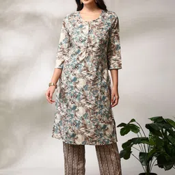 Anouk Floral Printed Regular Straight Kurta with Trousers-image-59
