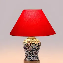 Aura Red Glass Traditional Abstract Shaped Table Lamp-7