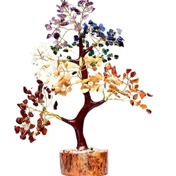 ajoom Brown & Yellow Seven Chakra Gemstone Fortune Money Tree Artificial Flower-23