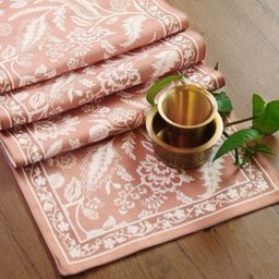 Peepul Tree Peach-Colored & White Floral Printed Table Runner image 3