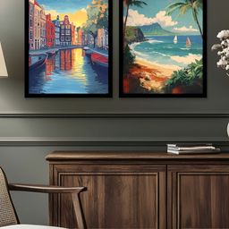 Kotart Black & Blue 2 Piece Wood Abstract Wall Paintings-picture-43