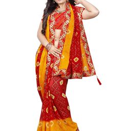 VRUNDA FASHION Bandhani Gotta Patti Pure Georgette Bandhani Saree-image-99
