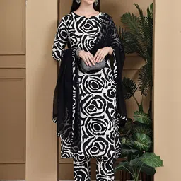 Roly Poly Women Abstract Printed Pure Cotton Kurta with Trousers & Dupatta-picture-2