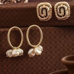 Jazz and Sizzle Set Of 2 Gold-Plated Contemporary Studs-33