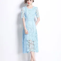 JC Collection Self Design Fit and Flare Midi Dress-image-51