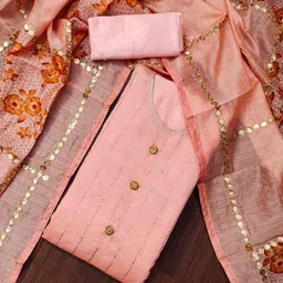 DIVASTRI Floral Embroidered Beads And Stones Unstitched Dress Material-image-82