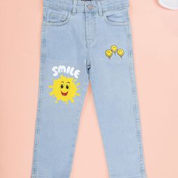 KiddoPanti Boys Regular Fit Mid-Rise Stretchable Denim Jeans With Smiley Prints-picture-43