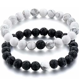 Rodya Unisex 2 Brass White & Black Beaded Slip-On Bracelet-9