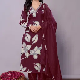 Growdamy Women Embroidered Regular Thread Work Kurta with Trousers & With Dupatta-picture-14