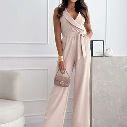 bebe Women V-Neck Basic Jumpsuit-50
