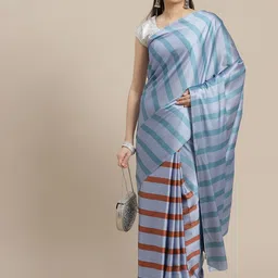 Anouk Striped Satin Saree-image-46