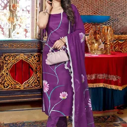 PARNAVI Floral Printed Shoulder Straps Sleeveless Straight Kurta With Trousers & Dupatta-14