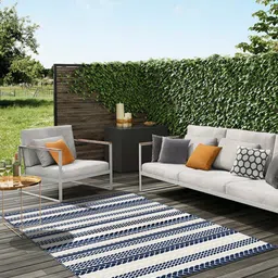 DDecor Blue Striped Anti-Skid Polypropylene Carpet-18