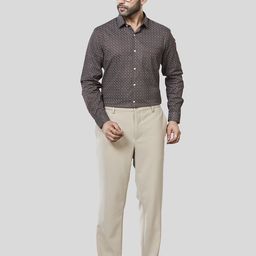JONESBURG Geometric Printed Spread Collar Slim Fit Cotton Shirt-image-78