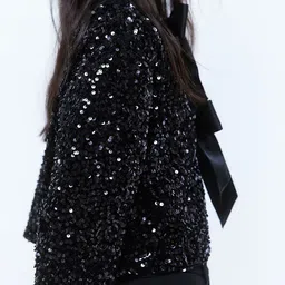 H&M Sequined Bow-Front Jacket image 3