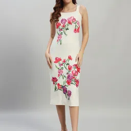 attire empire Attire Women Empire Floral Print Bodycon Midi Dress-picture-0