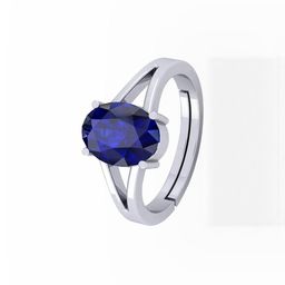 Barmunda gems Unisex Silver Plated Adjustable Blue sapphire Brass Finger Ring-image-65