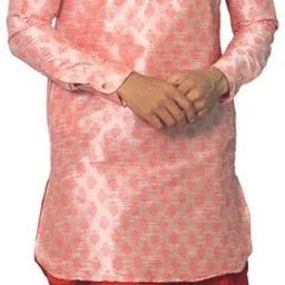 House of Aqss Woven Design Mandarin Collar Dupion Silk Straight Kurta With Dhoti Pants-picture-29