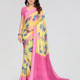 Moda Rapido Floral Printed Georgette Satin Ethnic Saree-picture-35