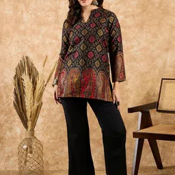 SAHASIKA Mandarin Collar Self Design Top with Trouser-picture-17