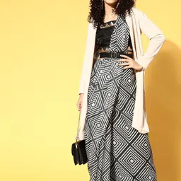 HERE&NOW Geometric Printed Pure Linen Saree-picture-0