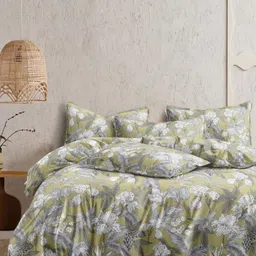 CHICERY Grey & Olive Floral Cotton AC Room 200 GSM Double Bed Comforter-42