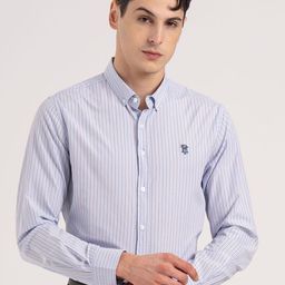 Red Tape Relaxed Fit Striped Spread Collar Long Sleeves Cotton Shirt-image-78
