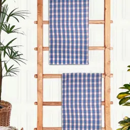 Aura Blue & White 2 Pieces Printed Cotton 210 GSM Bath Towels-10