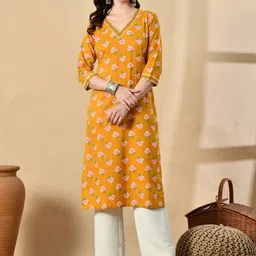 HERE&NOW Floral Printed V-Neck Straight Kurta-picture-48