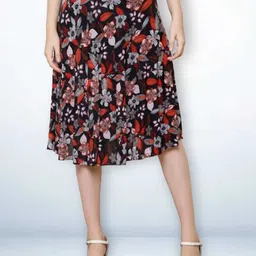 Jinfo Floral Printed Flared Midi Skirt With Inner Shorts-image-81