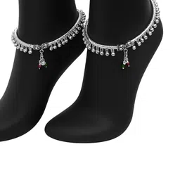 Uniqon Oxidised Silver-Plated Kada Anklets-picture-3