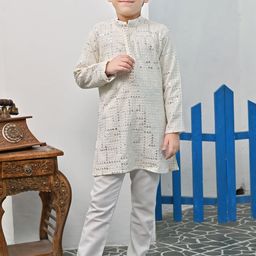 BT DEZINES Boys Embroidered Regular Mirror Work Kurta with Pyjamas-0