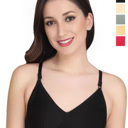 Liigne Women Pack Of 5 Full Coverage Lightly Padded Non-Wired Seamless Cotton T-shirt Bra-picture-40
