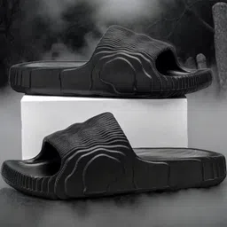 Pampy Angel Combo of 2 Men Black Rubber Sliders-image-87