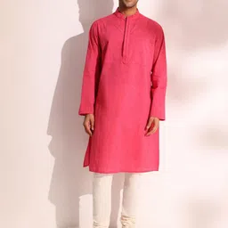 Fabindia Comfort Fit Band Collar Cotton Straight Kurta-image-76