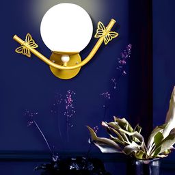 KINIS Gold-Toned & White Spherical Shaped Wall Lamp & Bulb-0